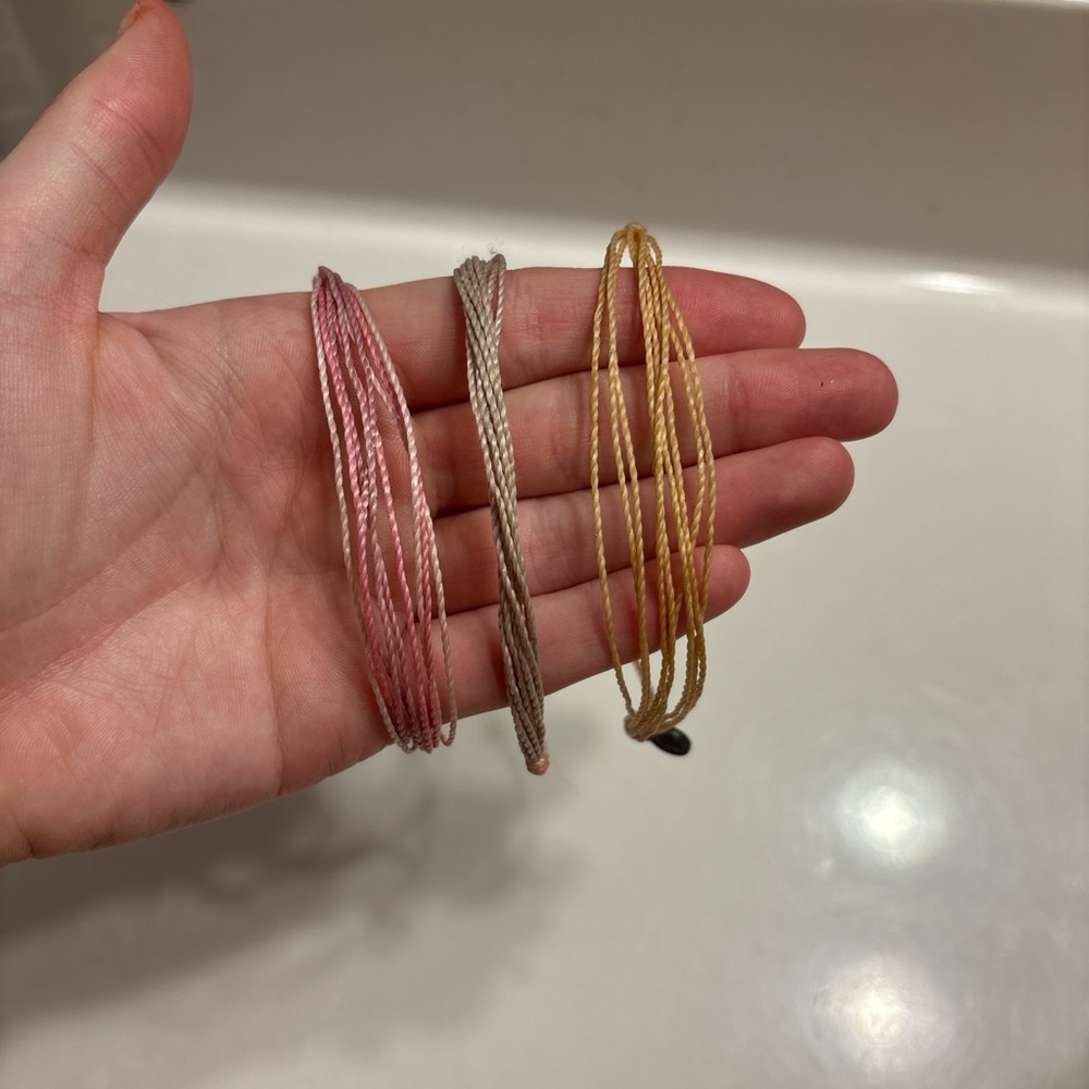 Pura Vida Pink, Silver, and Gold String Bracelets